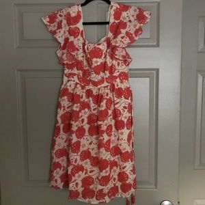 Apple print retro style dress